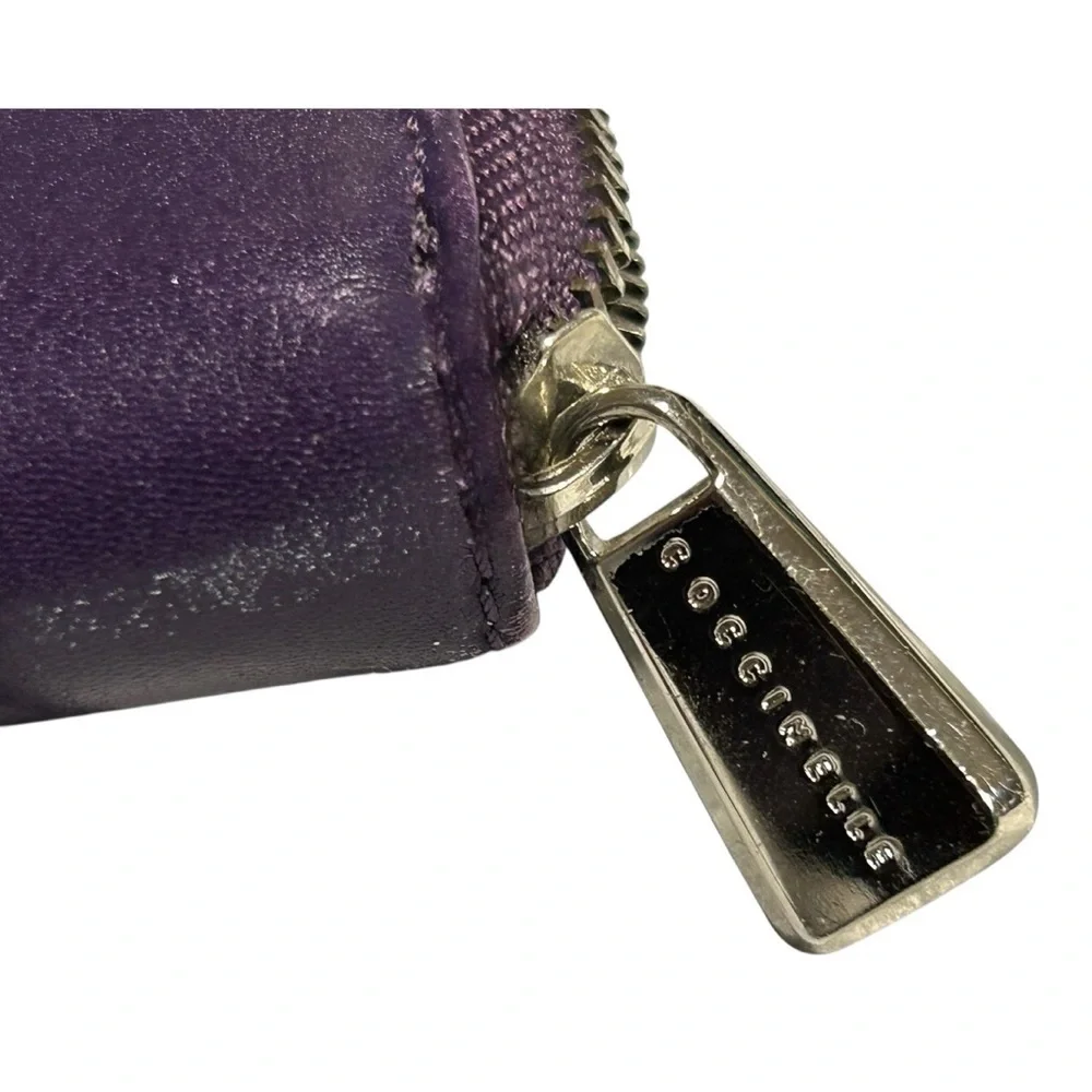 Coccinelle Purple Leather Zip-Around Wallet Organizer